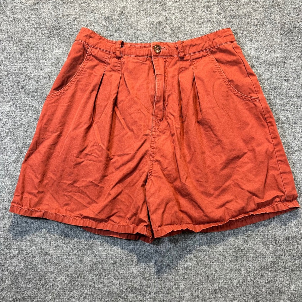 BDG Pleated Shorts Women 6 Burnt Orange Rust High Waisted Cotton Boho Utility